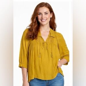 💛 NWT! Jade by Jane Mustard Boho Blouse